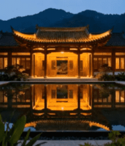 中式合院夜景景观2612#横屏 