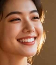  微笑女性面部特写素材1240#横屏 	 - 