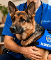 护人员怀抱德国牧羊犬2303#横屏 