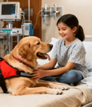 医院里女孩与宠物狗互动1829#横屏 