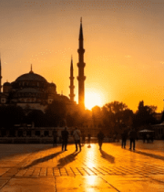 伊斯坦布尔清真寺日落景象46#横屏 