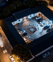 晚航拍四合院周边景象2446#横屏 