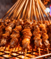 夜市烤肉串特写素材2216#横屏 