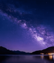 夜晚湖畔星空与山景4363#横屏 