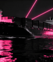 夜晚海面集装箱货轮激光特效974#横屏 