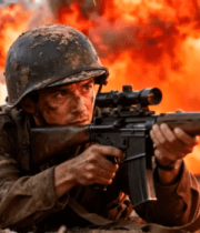 战斗中的持枪士兵近景5210#横屏 