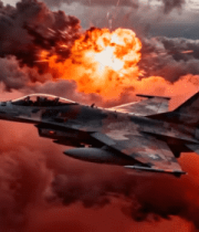 战斗机空中飞行伴爆炸场景1111#横屏 