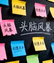  贴有创意点子便签的头脑风暴墙96#横屏 	 -