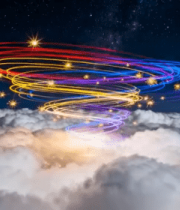 云端彩色光带环绕特效素材616#横屏 