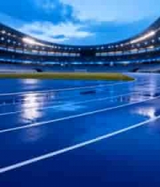  体育场跑道运动员跑步素材2197#横屏 	 - 