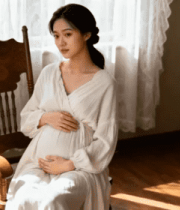 孕妇坐摇椅轻抚腹部4396#横屏 