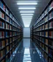  图书馆内书架与书籍场景966#横屏 	 