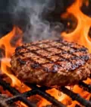  炭火上烤制的汉堡肉饼2245#横屏 	 