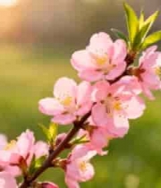  特写绽放的粉色桃花1477#横屏 	 