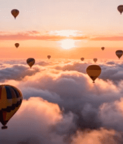 海之上的热气球日出景观299#横屏 