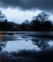 雨夜城市街道积水倒影景象4036#横屏 