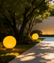 园林景观中的球形灯小径1330#横屏 