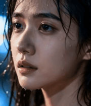 雨中女性面部特写1289#横屏 