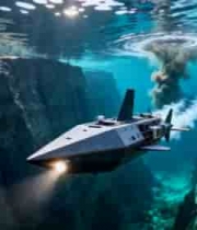  水下峡谷飞船飞行素材277#横屏 	 