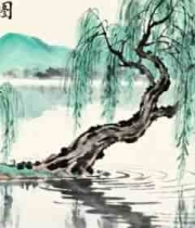  水墨春山烟柳国画素材2887#横屏 	 