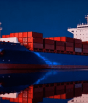 夜晚港口集装箱货轮246#横屏 