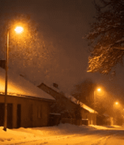 夜晚街道雪景5540#横屏 