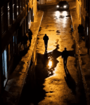 晚街道行人与车辆画面2673#横屏 