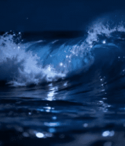 夜晚海洋翻涌的浪花1382#横屏 