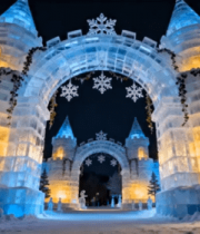 夜晚冰雕城堡景观1201#横屏 