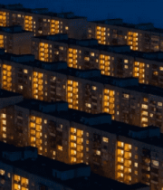 夜晚住宅小区万家灯火景象675#横屏 