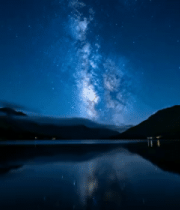 夜晚山间湖泊星空倒影4592#横屏 