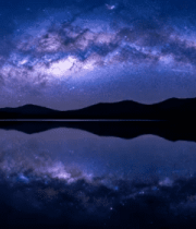 空下湖面倒映星空景象2712#横屏 