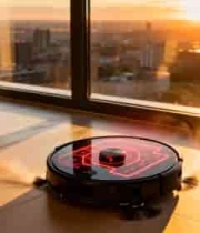  室内夕阳下的扫地机器人715#横屏 	 