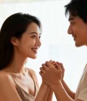  室内情侣牵手对视948#横屏 	 