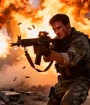  士兵战场持枪射击画面499#横屏 	 - 