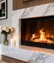  室内大理石壁炉火焰画面2576#横屏 	 -