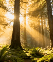 阳光照耀下的森林花卉景象2930#横屏 