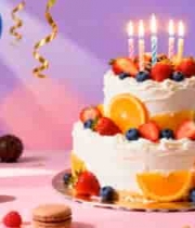  生日蛋糕与气球装饰场景2433#横屏 	 
