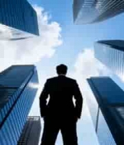  商务人士仰视城市高楼625#横屏 	 