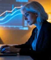  商务女性使用笔记本电脑办公2578#横屏 	 - 