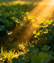 阳光下的三叶草草地3040#横屏 