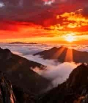  山峦云海日出美景2950#横屏 	 