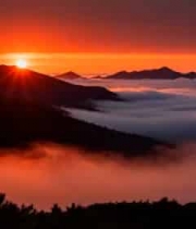  山间日出云海壮丽景观2134#横屏 	 