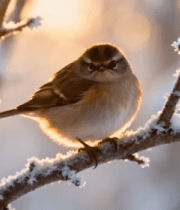 雪枝上栖息的小鸟3331#横屏 