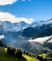 雪山森林自然风光全景(1)4640#横屏 