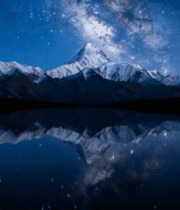 雪山星空湖面倒影夜景933#横屏 