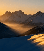 雪山日落壮丽景观5196#横屏 