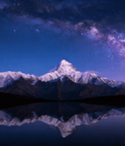 雪山星空倒影自然景观1426#横屏 