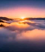  山间云海日出景观1150#横屏 	 