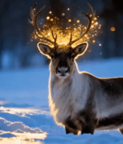 雪地中站立的驯鹿4567#横屏 